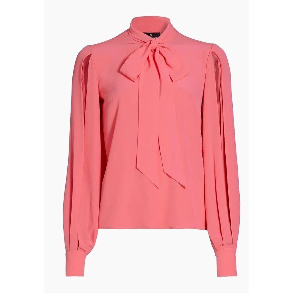 Etro Silk Tie-Neck Blouse in Cyclamin NWT Size IT 40 or US 4